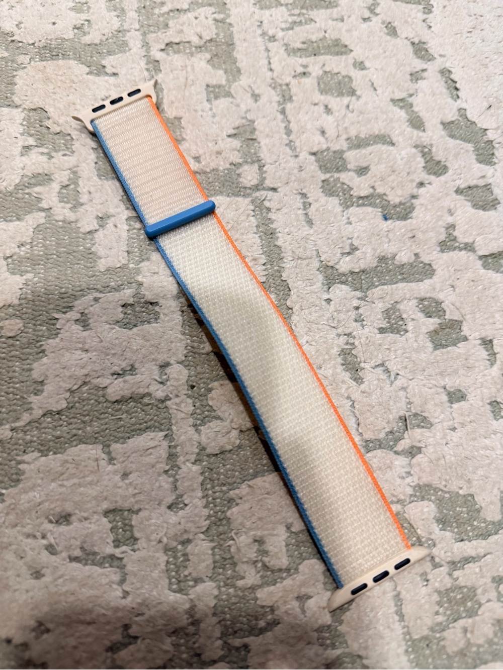 Apple Watch Cream Sport Loop Band with Blue & Orange Trim